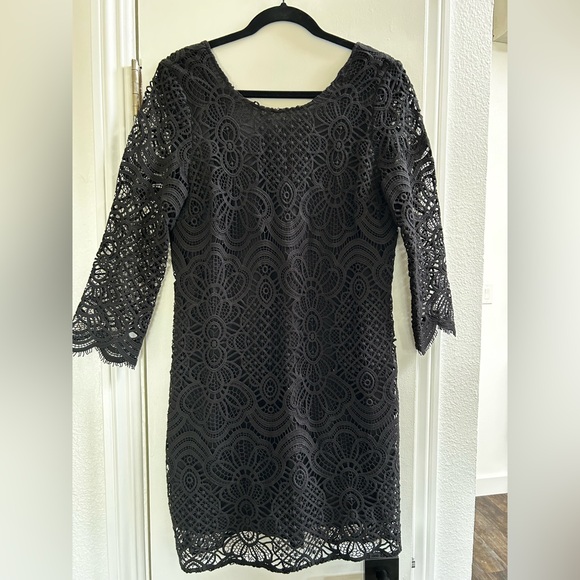 NWT. SEZANE Sarah dress in BLACK guipure, sz 8. - Picture 6 of 11